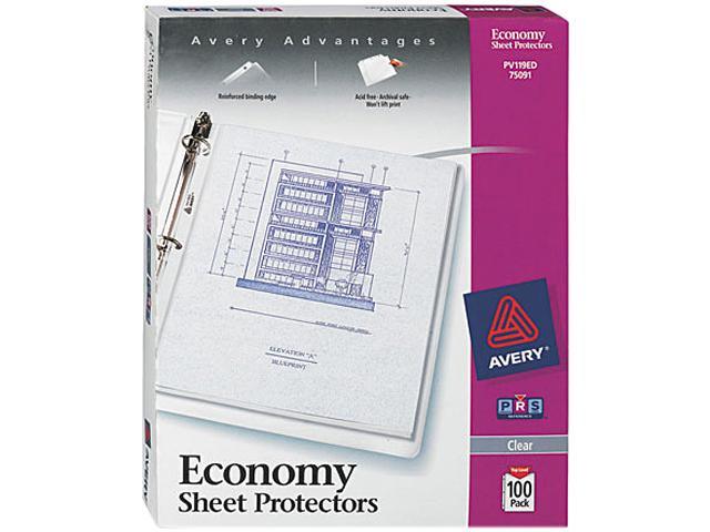 Avery 75091 Top-Load Poly Three-Hole Sheet Protectors, Economy Gauge, Letter, 100/Box
