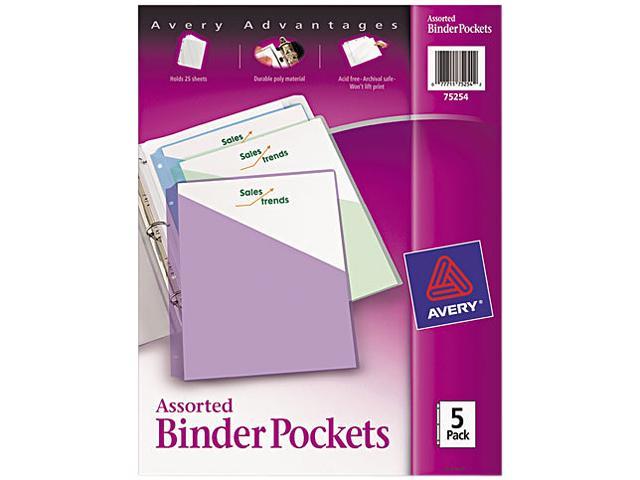 Avery 75254 Ring Binder Polypropylene Pockets, 8-1/2 x 11, Assorted ...