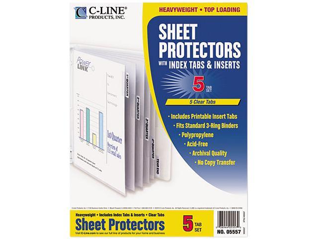 c-line-05557-sheet-protectors-w-five-clear-index-tabs-inserts-heavy-wt-letter-newegg