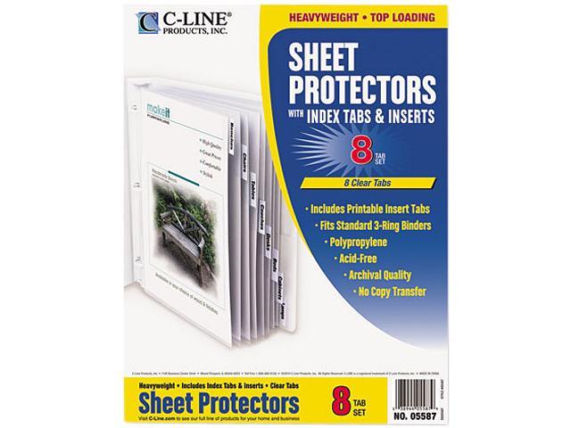 c-line-05587-sheet-protectors-w-eight-clear-index-tabs-inserts-heavy