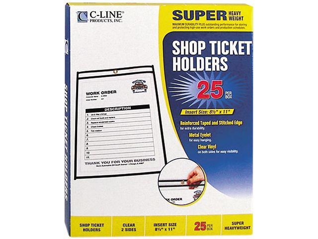 C-line 46911 Shop Ticket Holders, Letter, Clear Front & Back w/Black Stitching, 25/Box