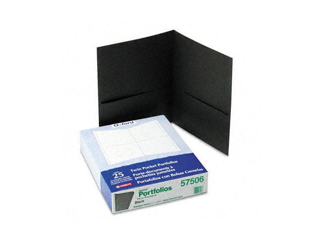 Oxford Twin-Pocket Folder Embossed Leather Grain Paper Black 25/Box 57506 