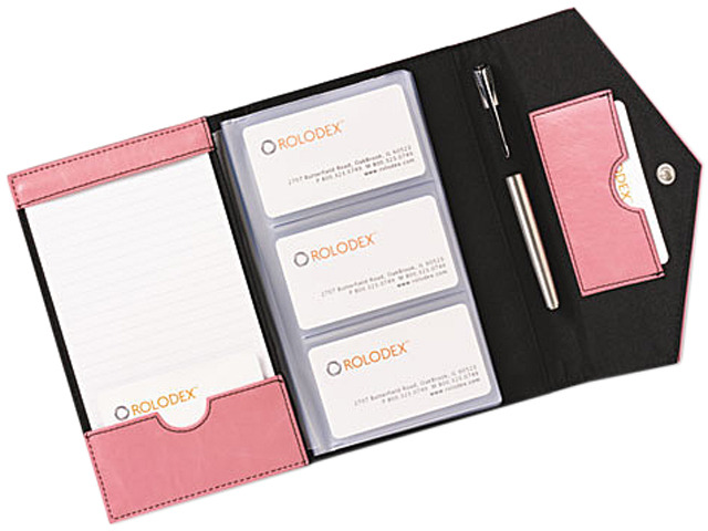 Rolodex 1734452 Resilient Business Card Book, Faux Leather, Pink ...