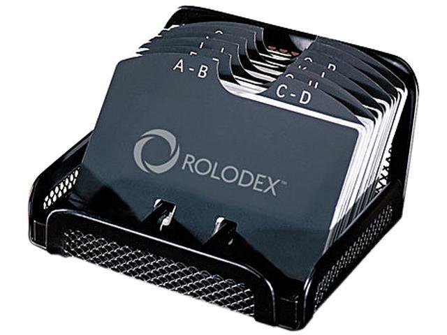 Rolodex 22291eld Metal Mesh Open Tray Business Card File Holds 125 2 1 4 X 4 Cards Black Newegg Com