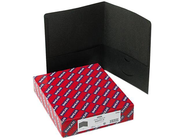 Smead 87853 Two-Pocket Portfolio, Embossed Leather Grain Paper, Black, 25/Box