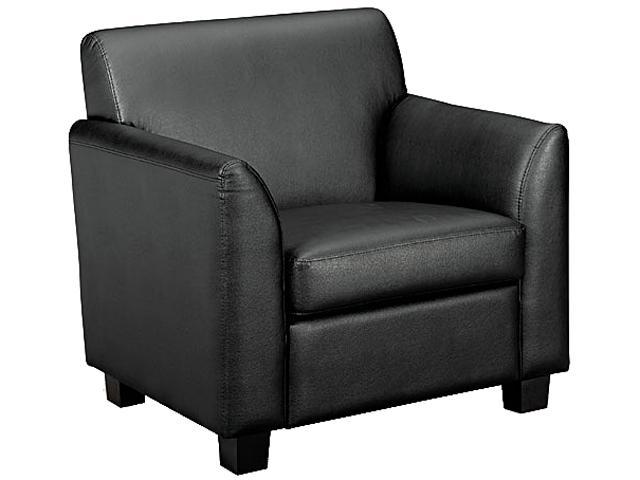 Basyx VL871ST11 Tailored Black Leather Club Chair, Plastic Legs, 33 x 28-3/4 x 32