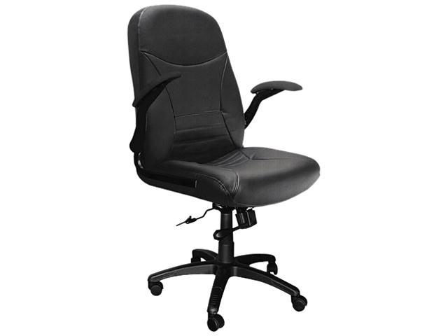 Mayline 6446AGBLT Big & Tall Executive Pivot-Arm Chair, Black Leather