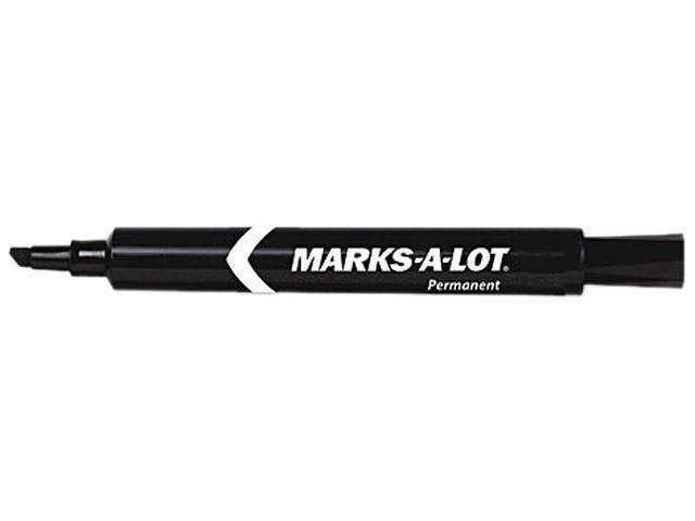 Marks-A-Lot 08888 Permanent Marker, Large Chisel Tip, Black, Dozen