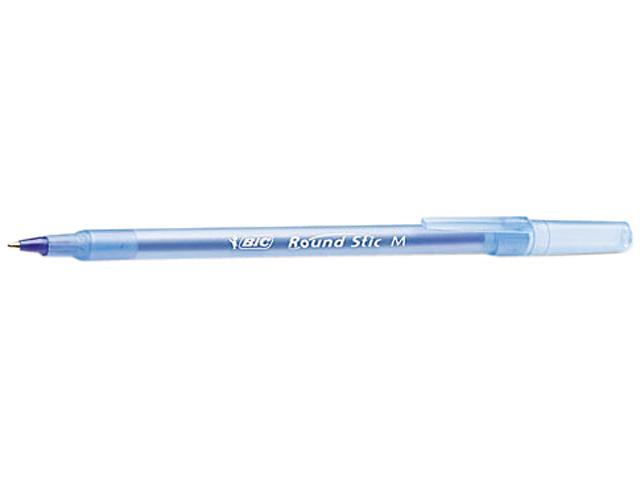 96 pens BIC Round Stic Ballpoint Stick Pen Blue Ink Medium 8 Boxes of 12 