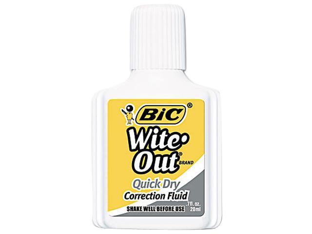 BIC WOFQD12WE Wite-Out Quick Dry Correction Fluid, 20 ml Bottle, White ...