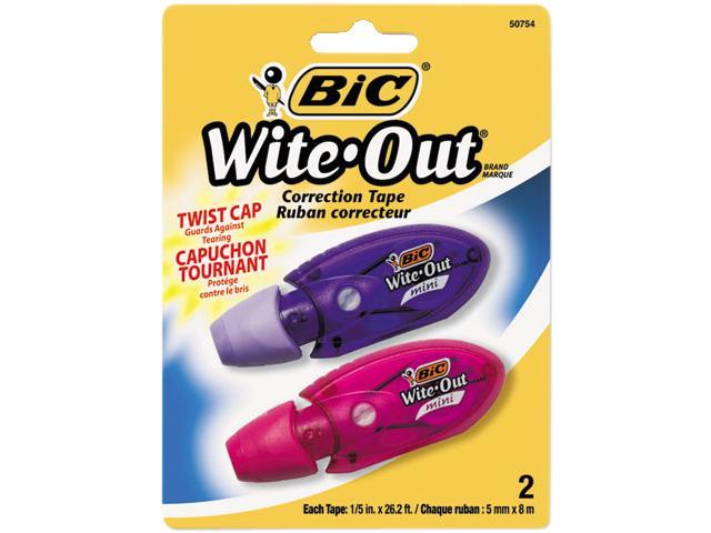 BIC WOMTP21 Wite-Out Mini Twist Correction Tape, Non-Refillable, 1/5" x 314", 2/Pack