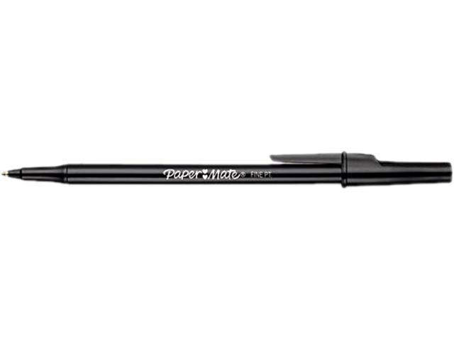 Paper Mate Stick Ballpoint Pen, Black Ink, Fine, 0.70 mm (Dozen)