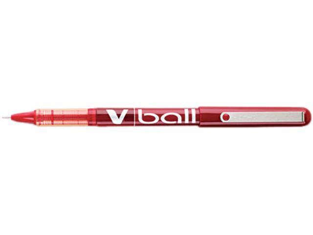 Pilot 35202 VBall Roller Ball Stick Pen, Liquid Ink, Red Ink, Extra Fine, Dozen