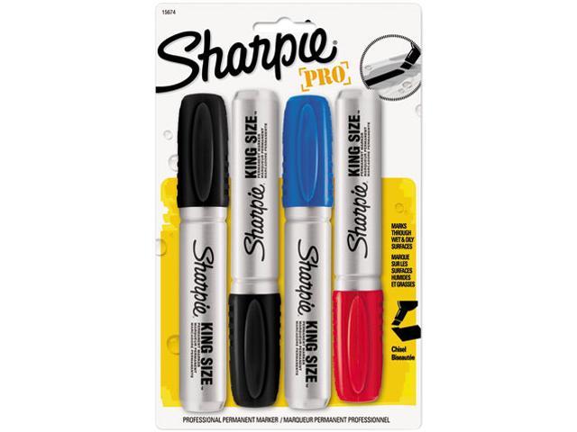 Sharpie 15674PP King Size Markers, Chisel Tip, Blue/Red/Black, 4/Set