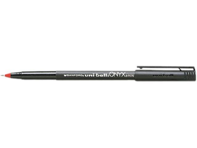 uni-ball 60042 Onyx Roller Ball Stick Dye-Based Pen, Red Ink, Micro, Dozen