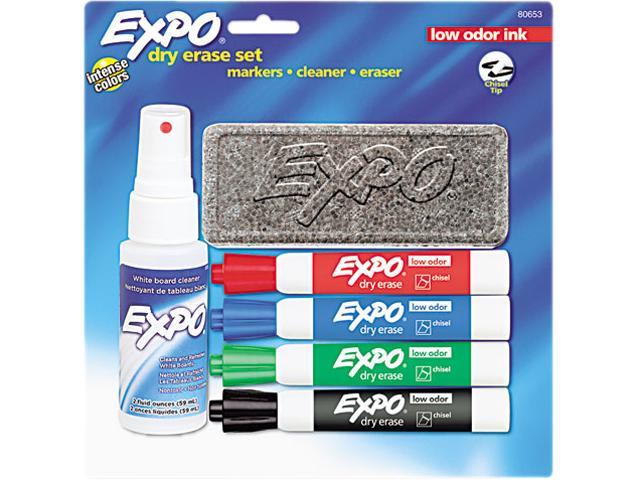 EXPO 80653 Low Odor Dry Erase Marker Starter Set, Assorted, 4/Set