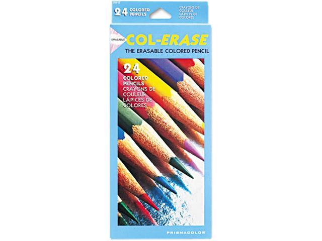 Prismacolor 20517 Col-Erase Colored Woodcase Pencils w/ Eraser, 24 Assorted Colors/Set