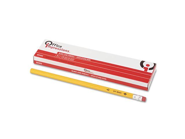 Office Impressions Economy Woodcase Pencil, HB #2, Yellow Barrel, Dozen
