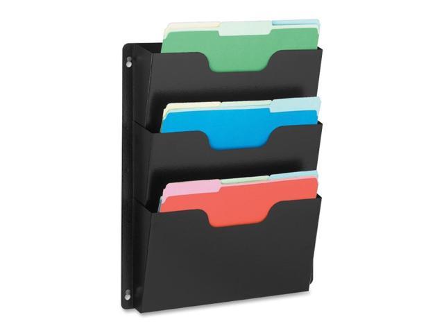 Buddy Products 5210-4 Dr. Pocket Steel Three Pocket Wall File, Letter, Black