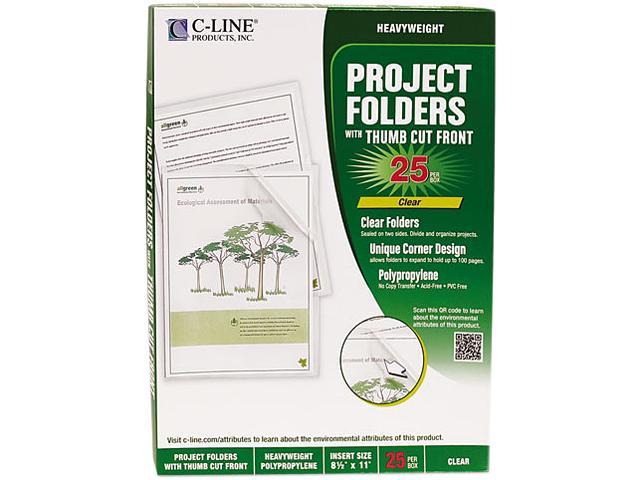 C-line 62627 Biodegradable Project Folders, Polypropylene, Letter Size, 25/Box