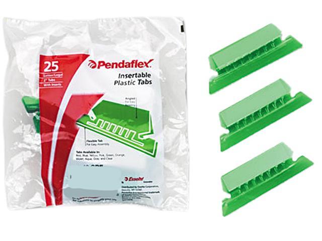 Pendaflex Hanging Folder Tabs - 25 Clear Green Tabs With Inserts For File Organization