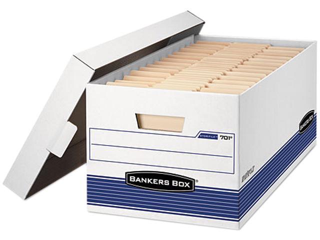 Photo 1 of Bankers Box - Stor/File Storage Box, Legal, Locking Lid, White/Blue, 6 Carton