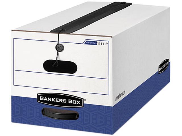 Bankers Box 11111 Liberty Plus Storage Box, Letter, String/Button, White/Blue, 12/Carton