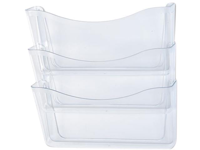 Rubbermaid 65976ROS Unbreakable Three Pocket Wall File Set, Letter, Clear