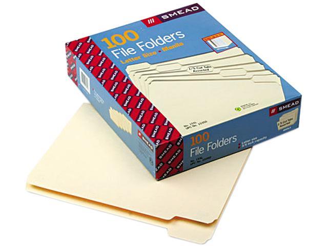 100/Box Universal 12112 File Folders Letter Manila 1/2 Cut 1-Ply Top Tab 