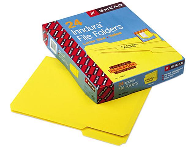 Smead Waterproof Poly File Folders 1/3 Cut Top Tab Letter Yellow 24/Box 10504 