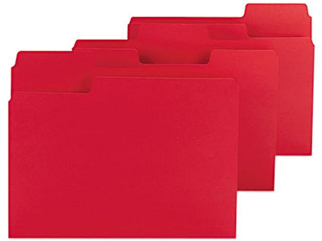 Smead 11983 SuperTab Colored File Folders, 1/3 Cut, Letter, Red, 100/Box