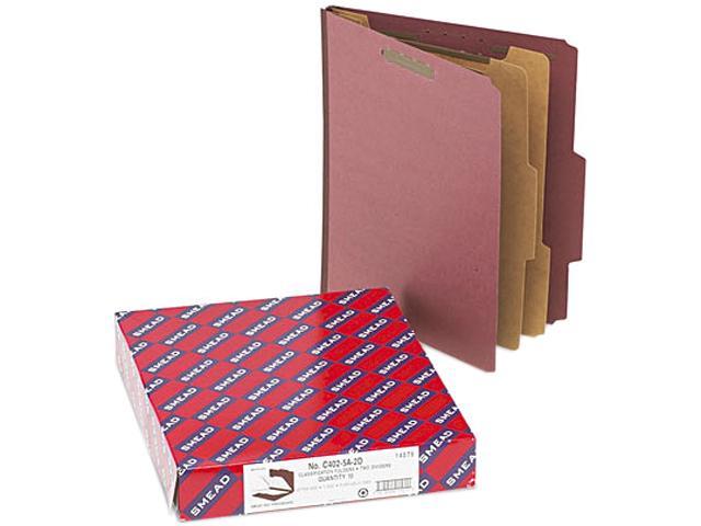 Smead 14075 Pressboard Classification Folders Self Tab Letter Six-Section Red 10/Box