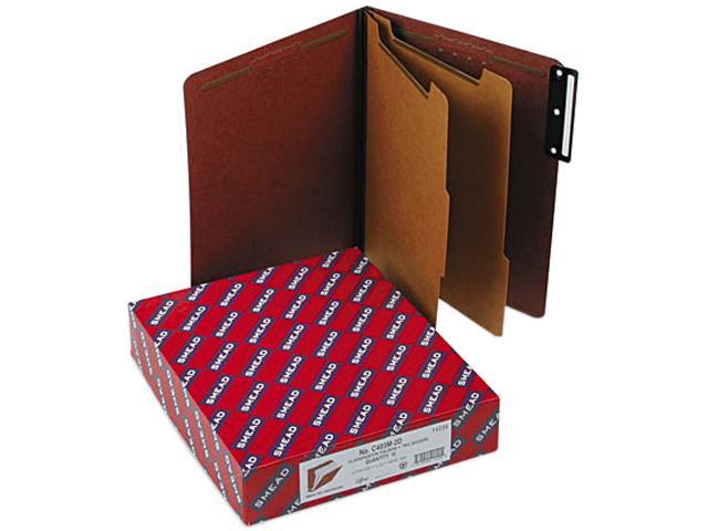 Smead 14075 Pressboard Classification Folders Self Tab Letter Six-Section Red 10/Box