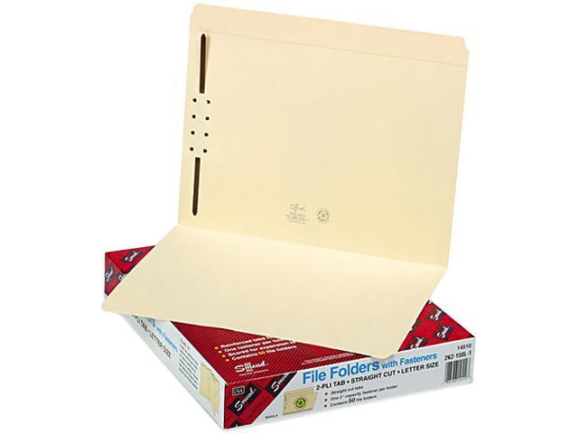 1 Fastener Reinforced Straight-Cut Tab 50 per Box Letter Size 14510 Smead Fastener File Folder Manila 