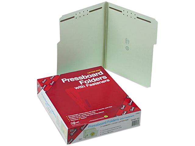 Smead 14934 Two Inch Expansion Fastener Folder, 1/3 Top Tab, Letter, Gray Green, 25/Box
