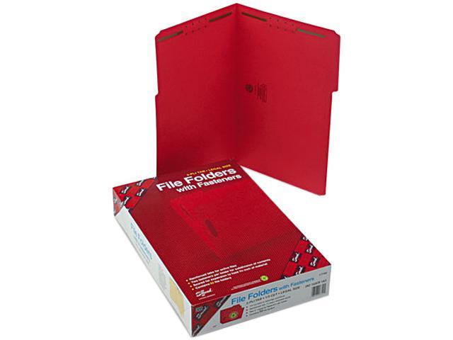 Photo 1 of Smead Folders, Two Fasteners, 1/3 Cut Assorted, Top Tab, Legal, Red, 50/Box