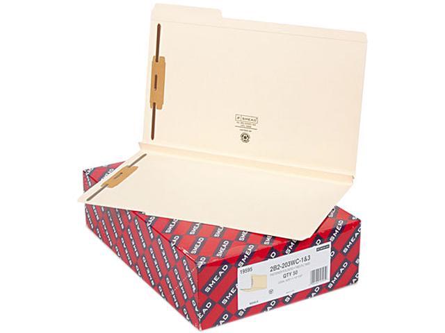 Reinforced 1/3-Cut Tab 1-1/2 Expansion 50 per Box Legal Size Smead Fastener File Folder 19595 2 Fasteners 