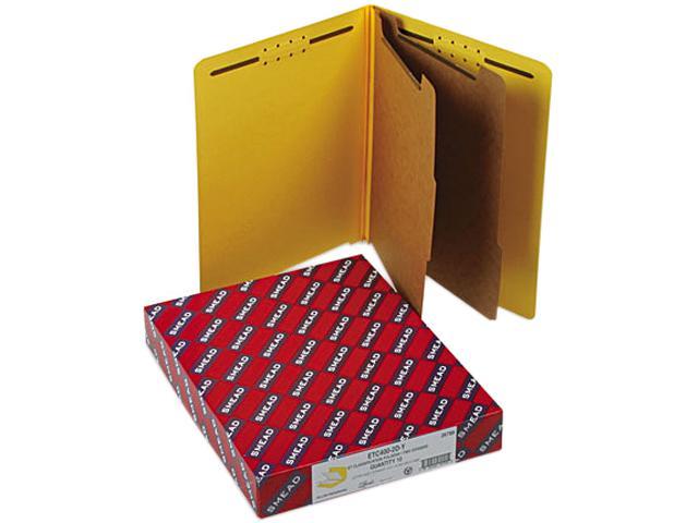 Smead 26789 Pressboard End Tab Classification Folders, Letter, Six-Section, Yellow, 10/Box