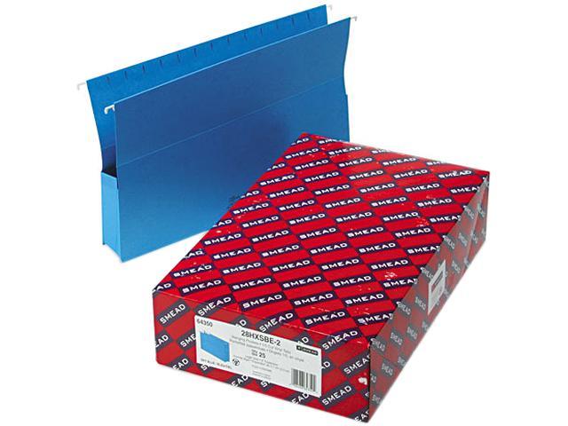 Smead 64350 2" Capacity Closed Side Flexible Hanging File Pockets, Legal, Sky Blue, 25/Box