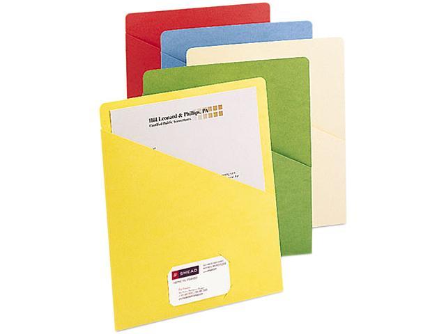 Smead 75425 Slash Pocket Folders, Letter, 11 Point,  Blue/Green/Manila/Red/Yellow, 25/Pack