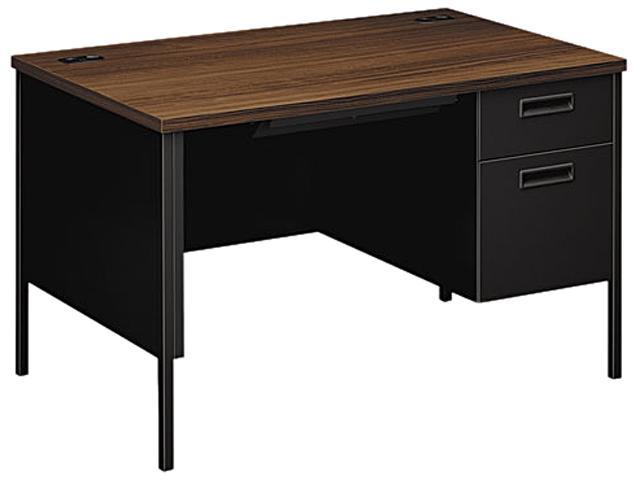 HON Metro Classic Right Pedestal Desk, 48w x 30d x 29-1/2h, Columbian Walnut/Black