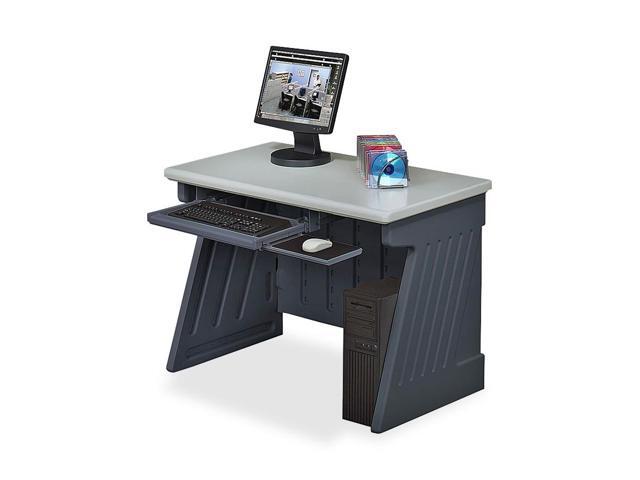Snapease 42 In Computer Desk Charcoal And Silver Newegg Com