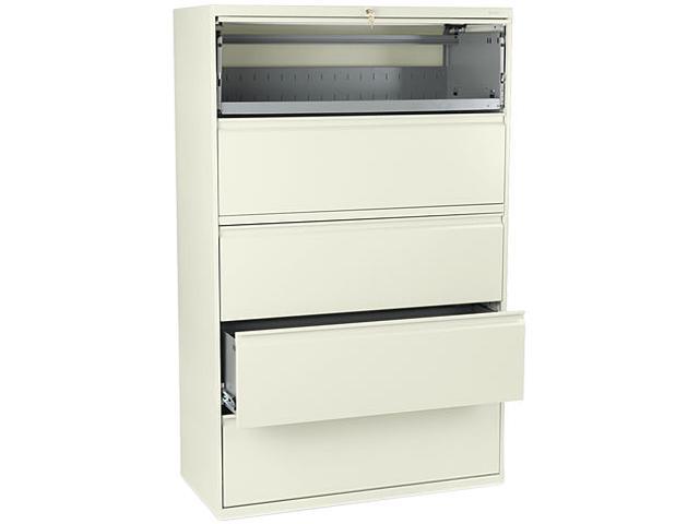 HON 895LL 800 Series Five-Drawer Lateral File, Roll-Out/Posting Shelves, 42w x 67h, Putty