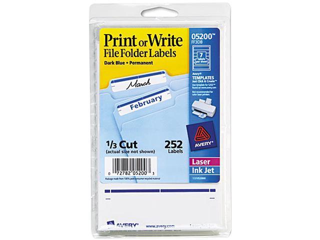 Avery 05200 Print Or Write File Folder Labels 1116 X 3 716 Whitedark Blue Bar 252pack 2590