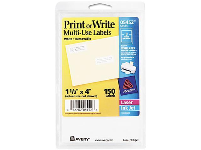 Avery 05452 Print or Write Removable Multi-Use Labels, 1-1/2 x 4, White ...