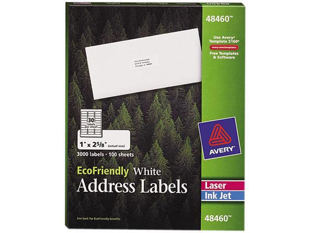 Avery 48460 EcoFriendly Labels 1 X 2 5 8 White 3000 Pack Newegg