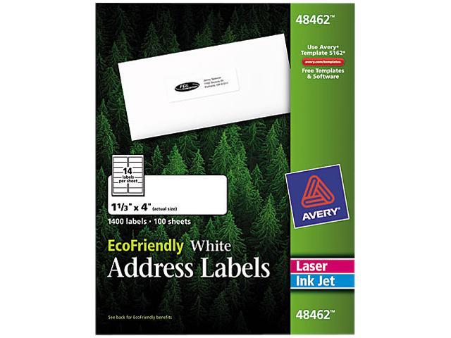 Avery EcoFriendly Address Labels, Permanent Adhesive, 1-1/3" x 4", 1,400 Labels (48462)