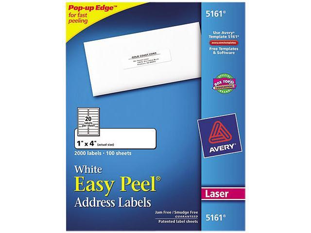 Avery Easy Peel Address Labels, Sure Feed Technology, Permanent Adhesive, 1" x 4", 2,000 Labels (5161)