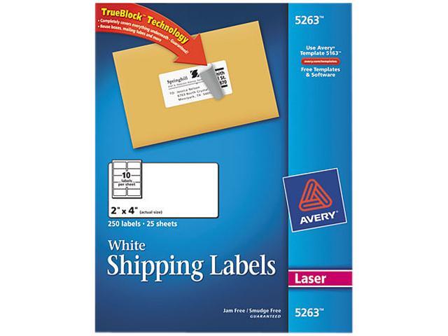 Photo 1 of Avery TrueBlock Shipping Labels, Sure Feed Technology, Permanent Adhesive, 2" x 4", 250 Labels