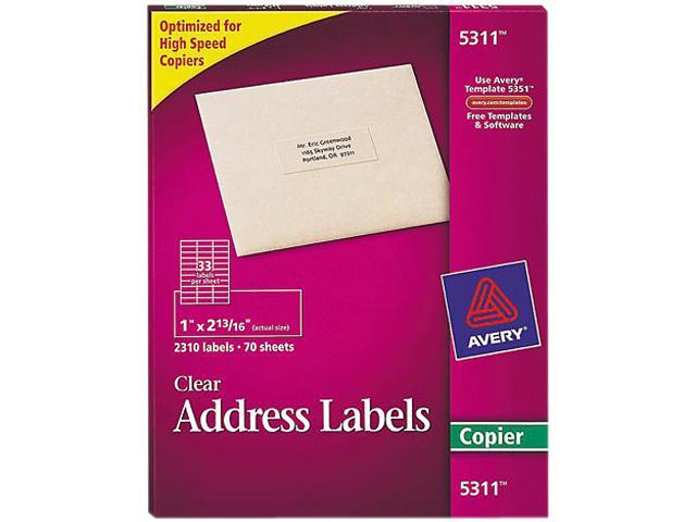 Avery Address Labels For Copiers Permanent Adhesive Clear 1 X 2 13 